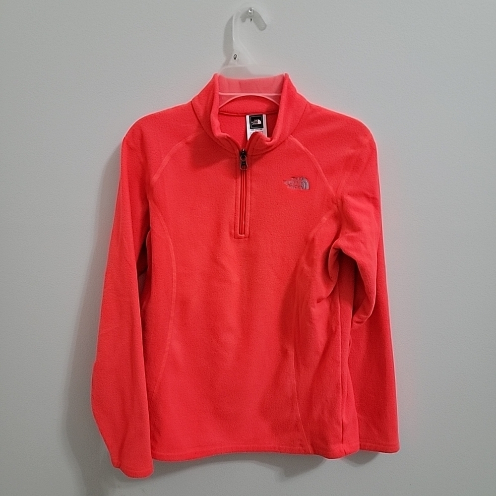 The North Face Girls' Pink Fuzzy Fleece Jacket Large 14/16 1/3 Zip Long Sleeve L